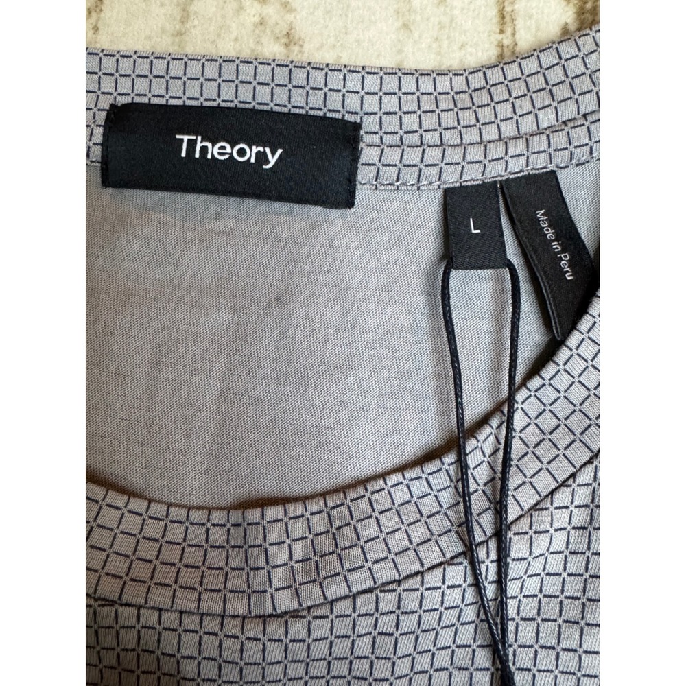 Theory Performance Athletic Tee Men's Large Pima Cotton NWT Mini Cube Knit - Picture 3 of 8